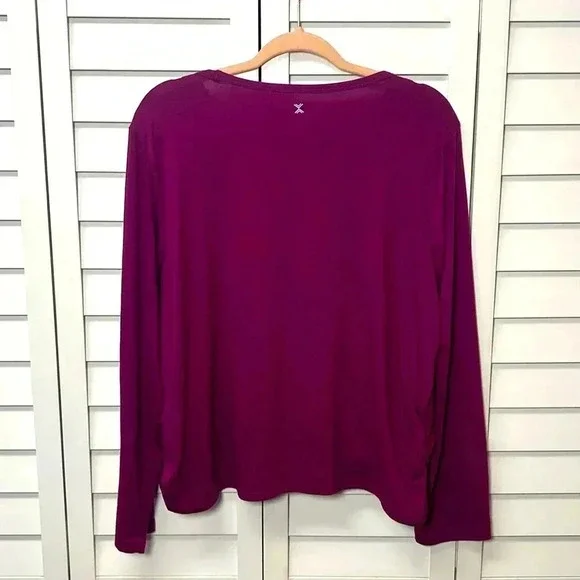 Xersion Quick-Dri Long Sleeve Crisscross Athletic Top Size XXL Berry Purple - Picture 6 of 9